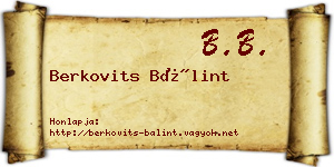 Berkovits Bálint névjegykártya