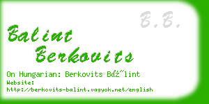 balint berkovits business card